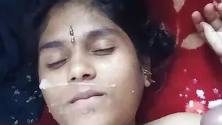 Sucking bhabhi with bindiya Desi cock cum on his face