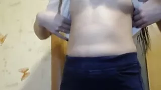 Young student teases you with  body