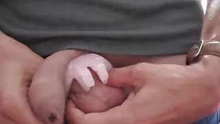 Putting on my chastity cage