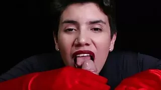 Cum on Red Opera Gloves
