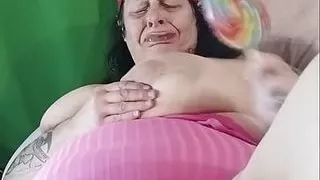 Gotta Lick It Before She Sticks It She Shoves That Huge Lollipop in Her Pussy and Cumms a Sticky Icky