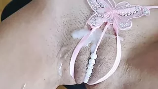 After fuck wife jerked off my dick on her pussy