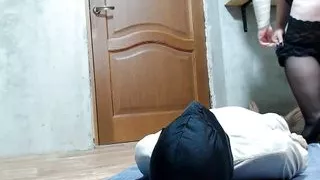 Boy toy gets dirty panties and golden nectar in his mouth