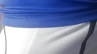 Slipper cum and vibrator play