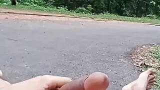 Risky Masturbation on a Busy Road