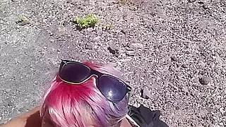 Outdoor Blowjob at the End of a Naked Hiking & Pee