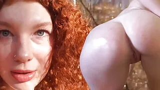 Hot German Ginger Teen Squirtet in the Woods!