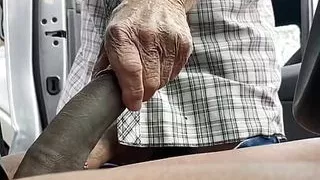 Horny Grandpa Lends Me A Helping Hand In My Car????