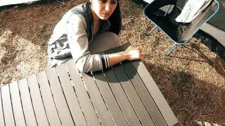 Cheating Tourist Sucked Stranger in a Tent for Help - Mouthful of Cum and Oral Creampie - Black Lynn