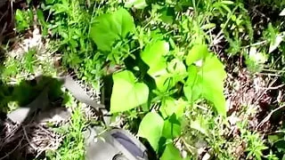 Curly Ebony Slut Is Hardcore Pounded in Tight Pussy with a Big Cock Outdoor