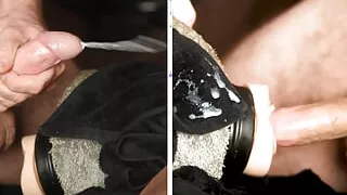 Close up of my big curved cock fucking tight little fleshlight toy until huge cumshot!