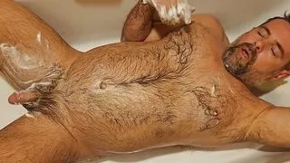 Daddy showering and pissing in a hotel bath