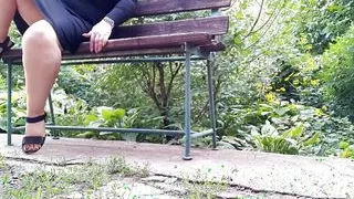 Masturbating mother-in-law made me cum on a bench in the park