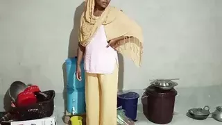 Hard fuck and creampie for skinny brunette