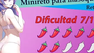 Spanish Quick masturbation challenge for submissive masochists. Can you overcome it?