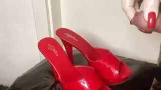 Cum On Red High Heel Mules 2