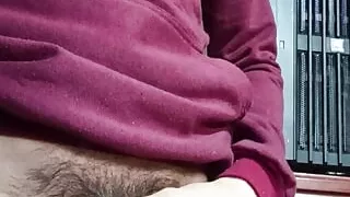 Latina cums on her cock in front of her computer