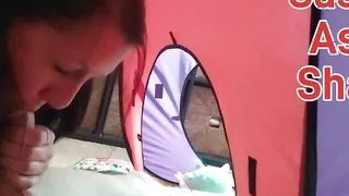 Blowjob in tent in living room SassyAssShae and Master Red amateurs