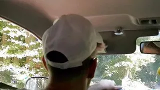 I fuck myself while driving the car