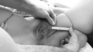 He tied me up stretched my pussy and fucked my pee hole