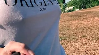 Wifey Walks Around Golf Course Braless and distracting people