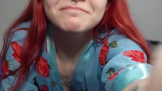 Stunning Redhead Strips and Plays with Herself