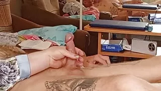Mother-in-law jerks off and does blowjob with cumshot