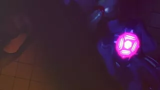 MILF in Latex Gets Fucked Through a Hole in the Toilet