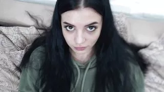 Brunette Beauty in Black Socks Sucks a Cock