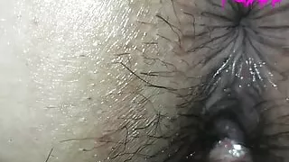 The neighbor oils my ass and takes the opportunity to put his delicious cock in me while I'm doggy until he gets his milk out of my pussy