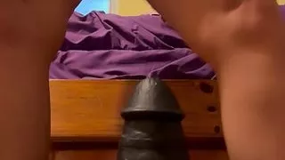 My tight pussy squirts while taking my big new toy