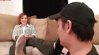 Horny Slave Worships Elizabeth Berrington's Beautiful Feet