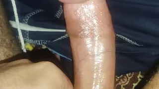 Masturbating while chatting with girlfriend dick oil massage