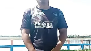 Jerking off on the public waterfront