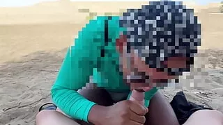 Sucking a stick from a stranger guy while he was waiting for his girlfriend