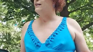 Trying out my new blow up pool in the backyard!