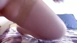 extended solo selfie in fishnets