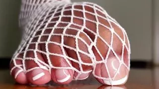 Pink Foxx French Pedicure Feet in Fishnets
