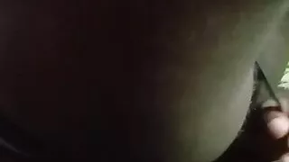 Cumming in condom outdoors