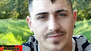 Young bulgarian straight boy Sergej jacking off twice - huge balls + uncut cock