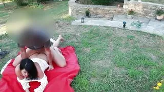 Public Free Fuck On The Meadow And Public Viewing With Mega Creampie!