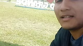 Jerking off in public in the square