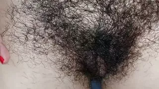 Hot mom fingers her hairy pussy, big breasts, big nipples. Sexy Latina satisfies herself, hairy ass, big breasts, long hair.