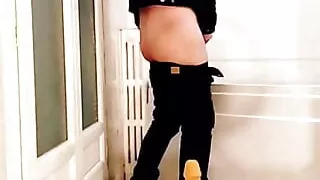 Jerk off and dildo fuck in the bathroom