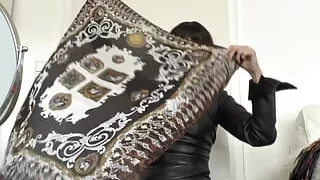 Elegant Silk Scarf and Sexy Black Leather