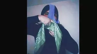 Self tightly gagged and pantyhose hooded