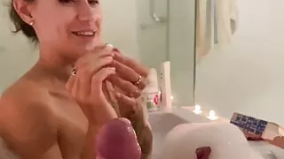 Me- Teen Girl From the Beach Makes a Food Fetish Right on Dick and Sucks with Moans, Blowjob POV