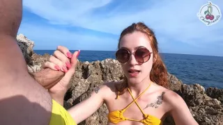 Quicky On The Beach With Pov - Cherry Candle And Dave Candle