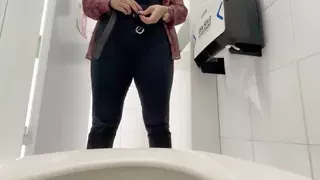 Secretary trapped in public bathroom pissing