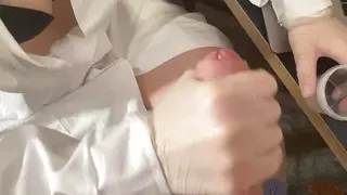 Nurse helped the client to take a sperm test